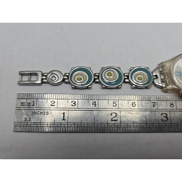Swatch Check Pea LK267G Womens 25mm Clear Case Silver Bracelet Swiss New Battery - Picture 9 of 11